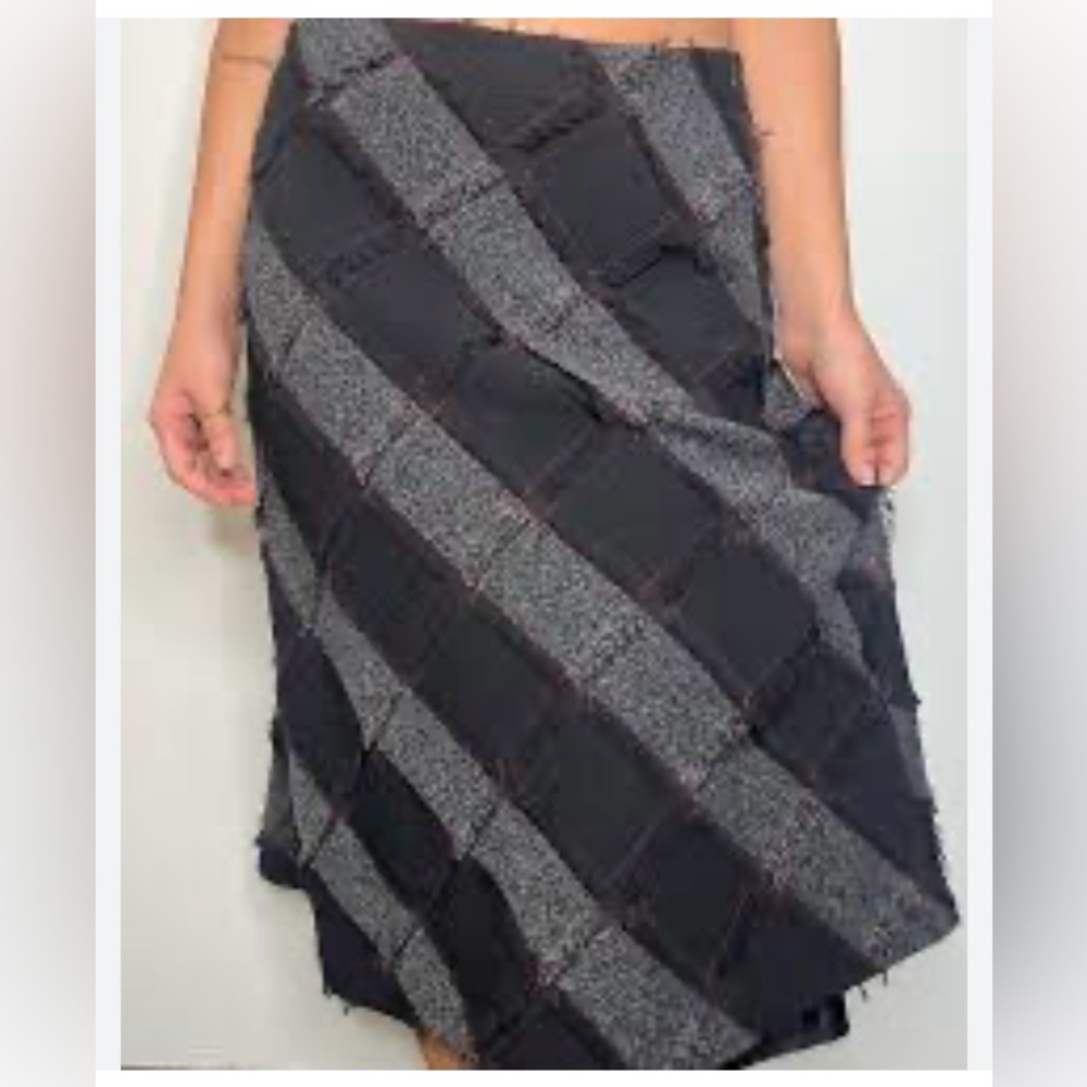 Tribal Black and Gray Plaid Skirt